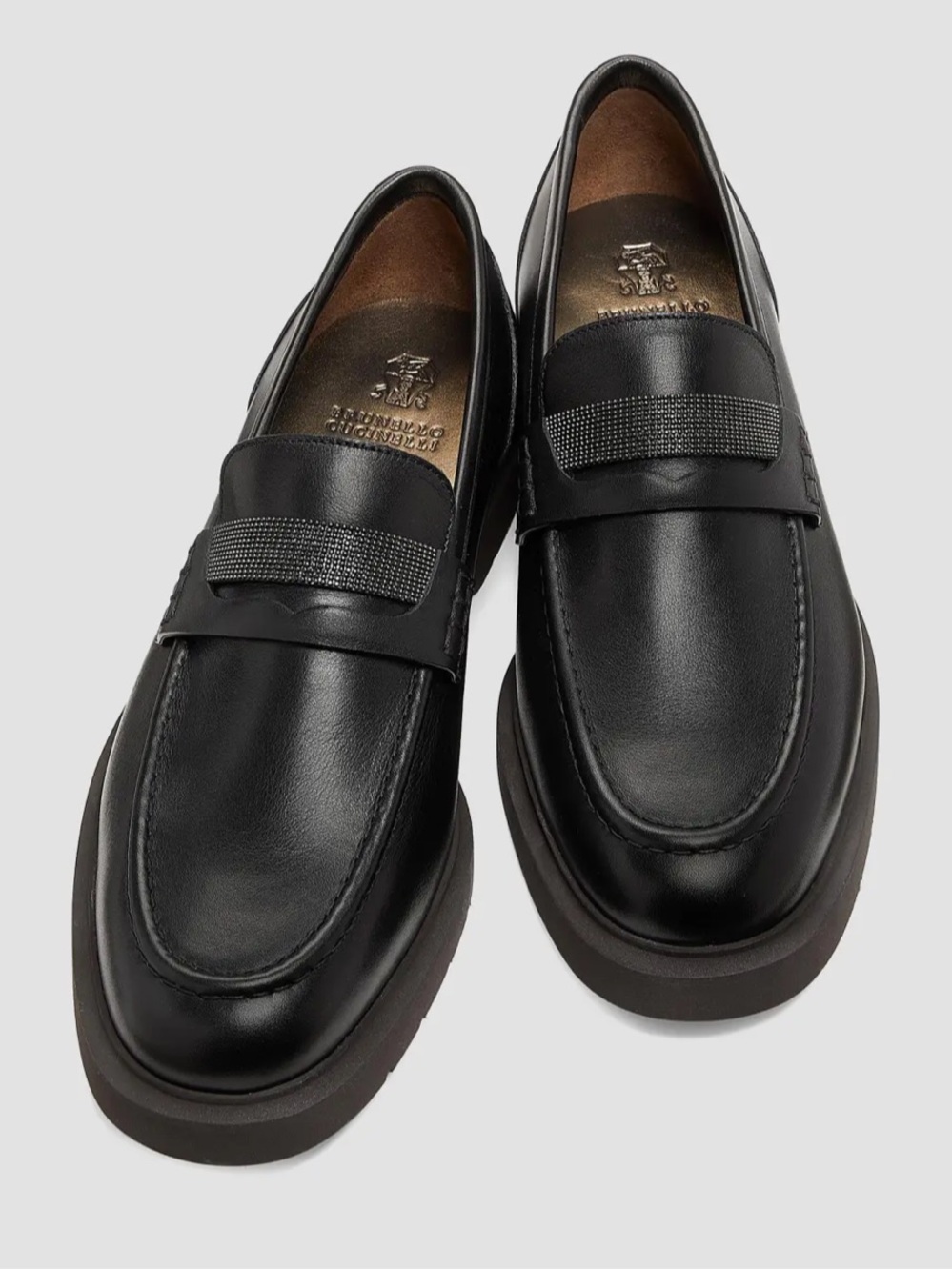 New no box or dust bag Brunello Cucinelli Ladies Black Leather Penny Loafers 39